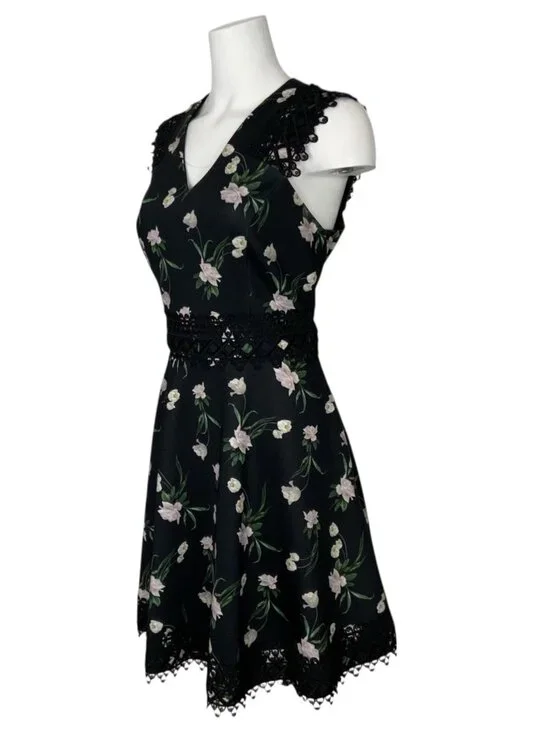 Ted Baker Nolla Printed Skater Dress 3 US/M Black Floral - Picture 3 of 15